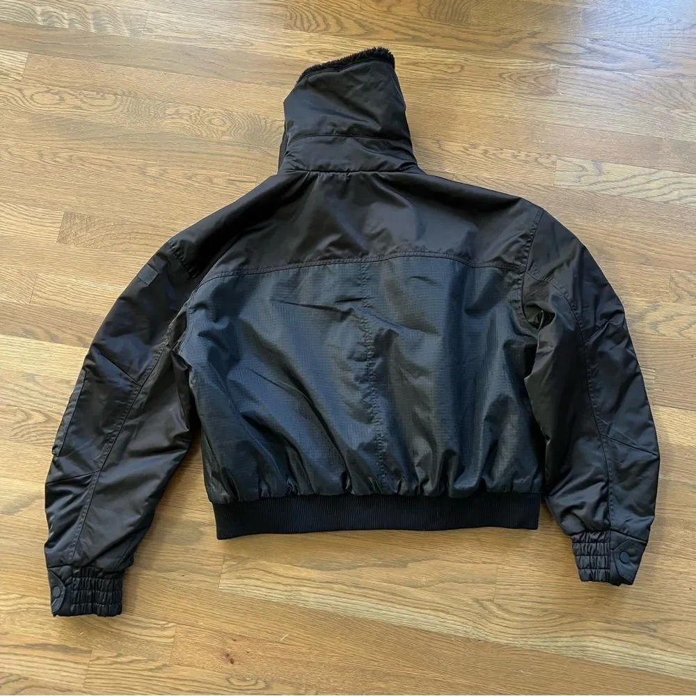 Alo Blaze Bomber Jacket Black Large Ripstop Sherpa Collar